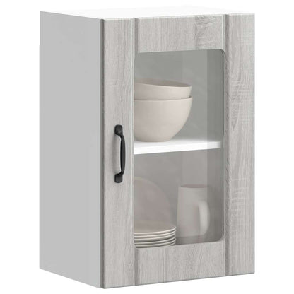 Pensile da Cucina con Porta in Vetro Lucca Grigio Sonoma