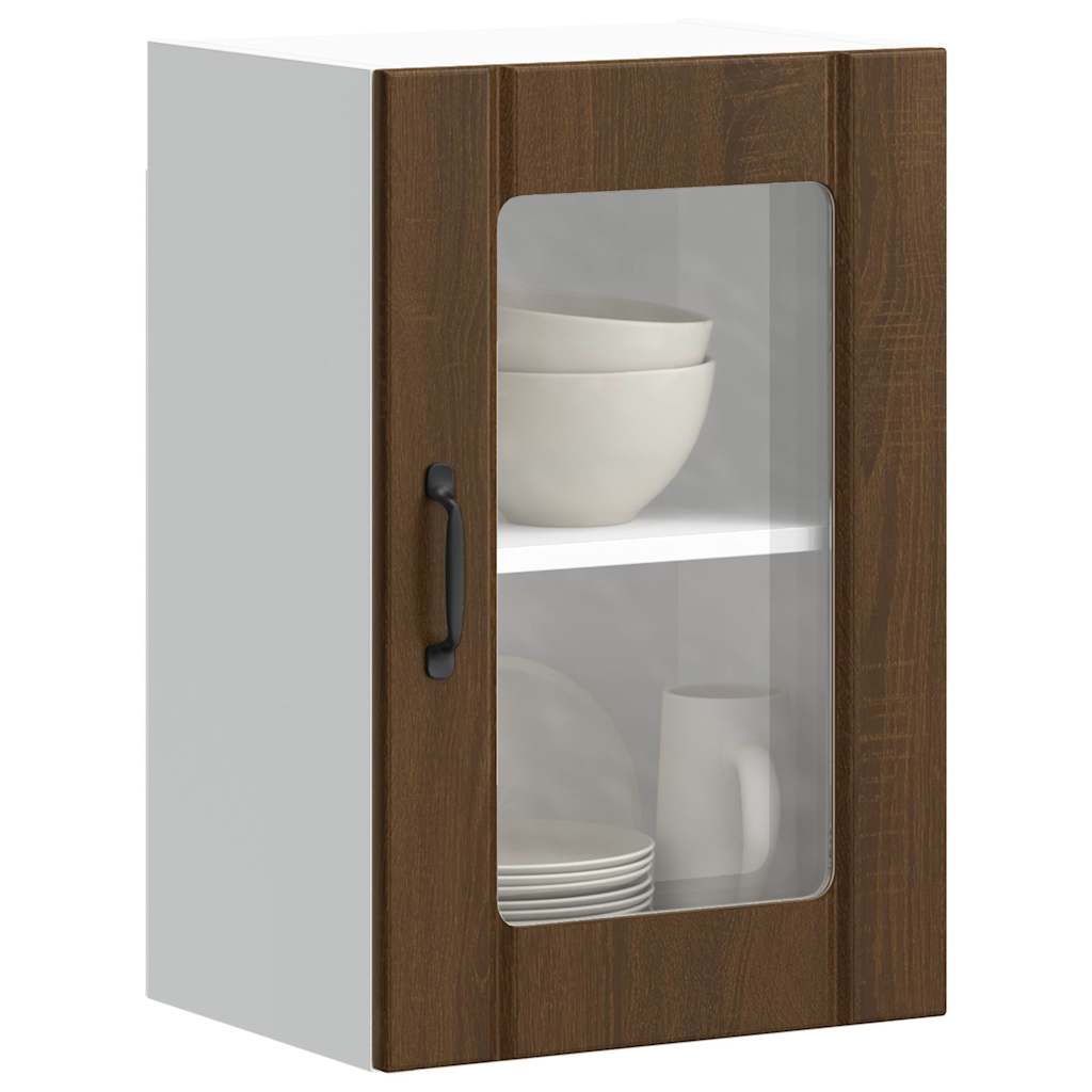 Pensile da Cucina con Porta in Vetro Lucca Rovere Marrone