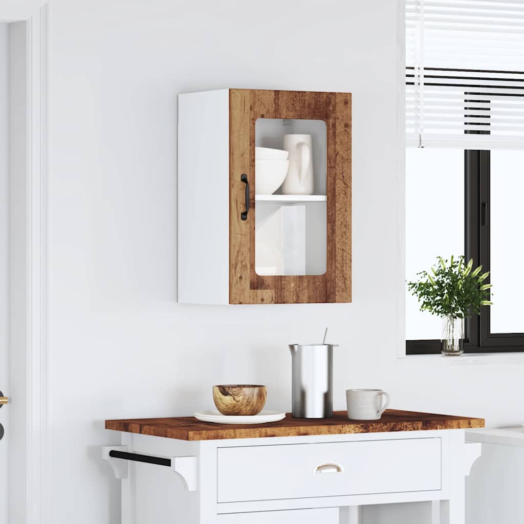 Pensile da Cucina con Porta in Vetro Lucca Legno Antico