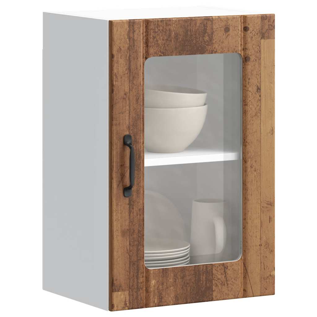 Pensile da Cucina con Porta in Vetro Lucca Legno Antico