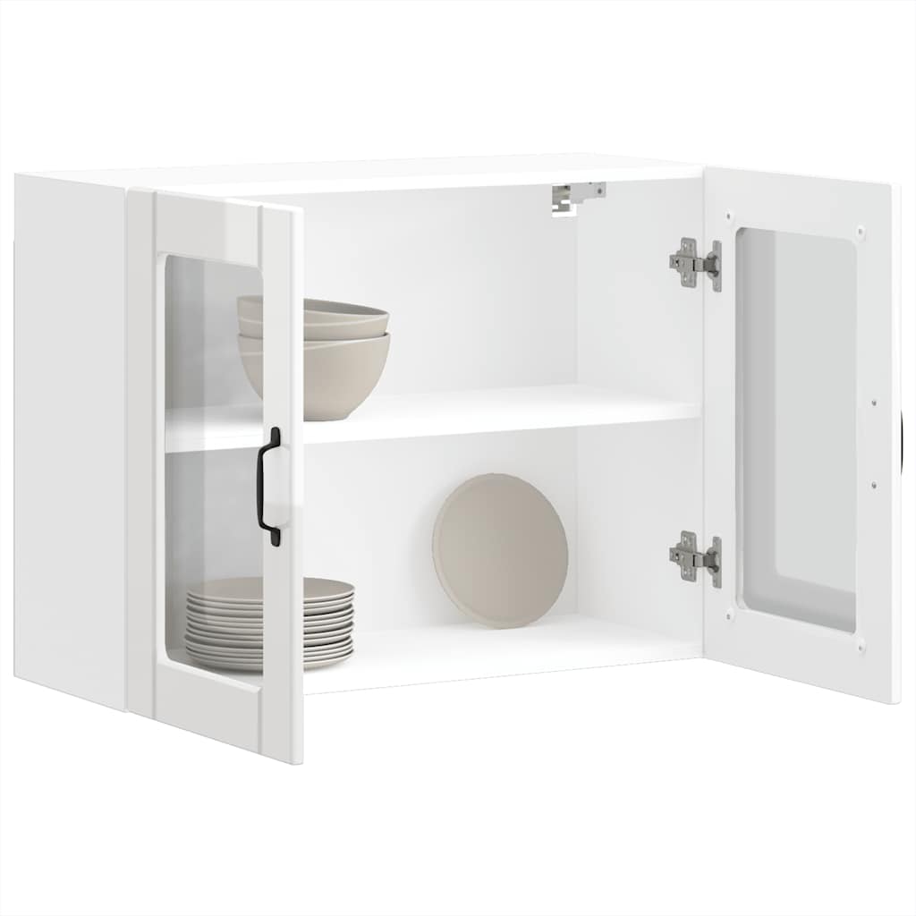 Pensile da Cucina con Porta in Vetro Lucca Bianco Lucido