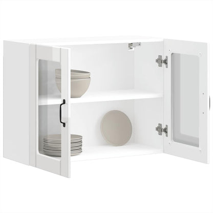 Pensile da Cucina con Porta in Vetro Lucca Bianco Lucido