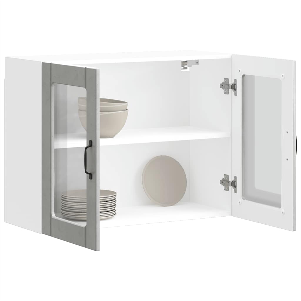 Pensile da Cucina con Porta in Vetro Lucca Grigio Cemento