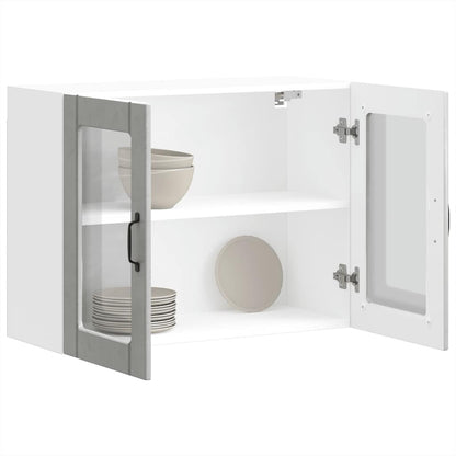 Pensile da Cucina con Porta in Vetro Lucca Grigio Cemento
