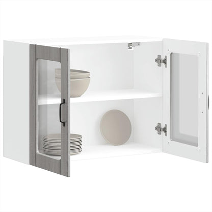 Pensile da Cucina con Porta in Vetro Lucca Grigio Sonoma