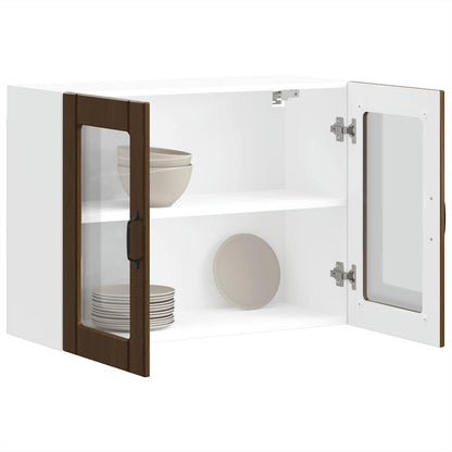 Pensile da Cucina con Porta in Vetro Lucca Rovere Marrone