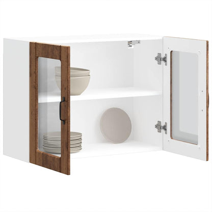 Pensile da Cucina con Porta in Vetro Lucca Legno Vecchio
