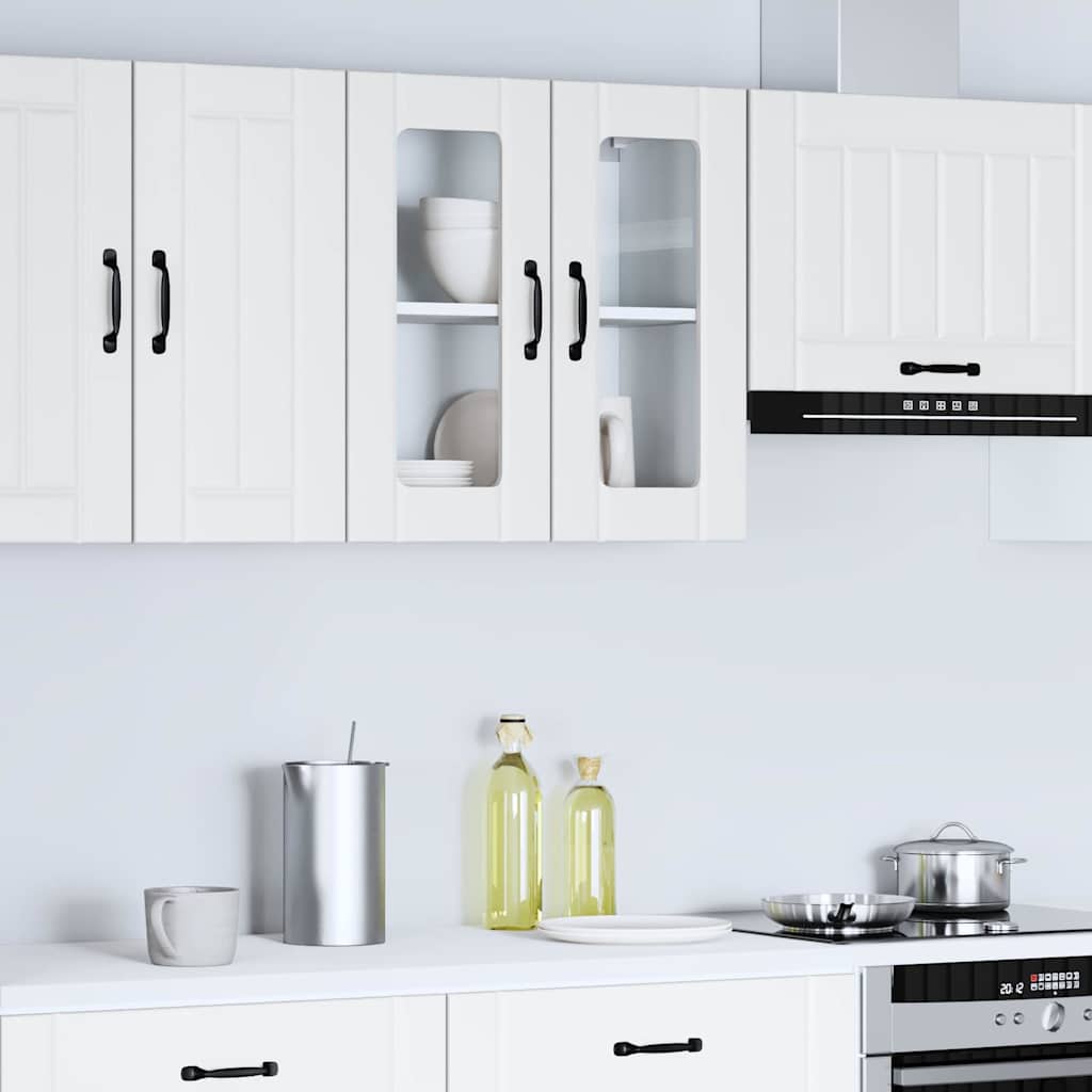 Pensile da Cucina con Porta in Vetro Lucca Bianco Truciolato
