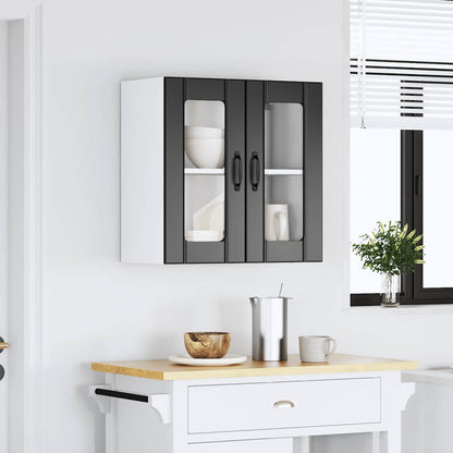 Pensile da Cucina con Porta in Vetro Lucca Nero Truciolato