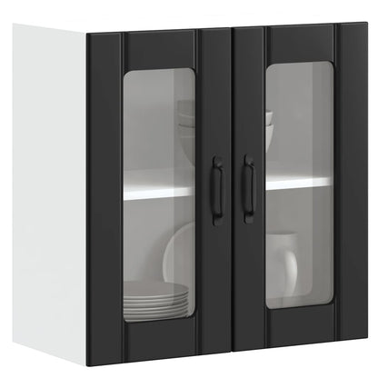 Pensile da Cucina con Porta in Vetro Lucca Nero Truciolato