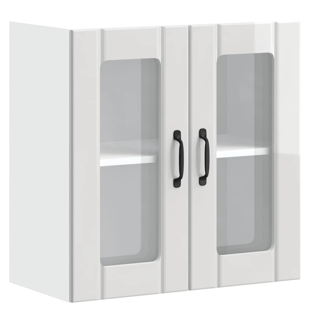 Pensile da Cucina con Porta in Vetro Lucca Bianco Lucido