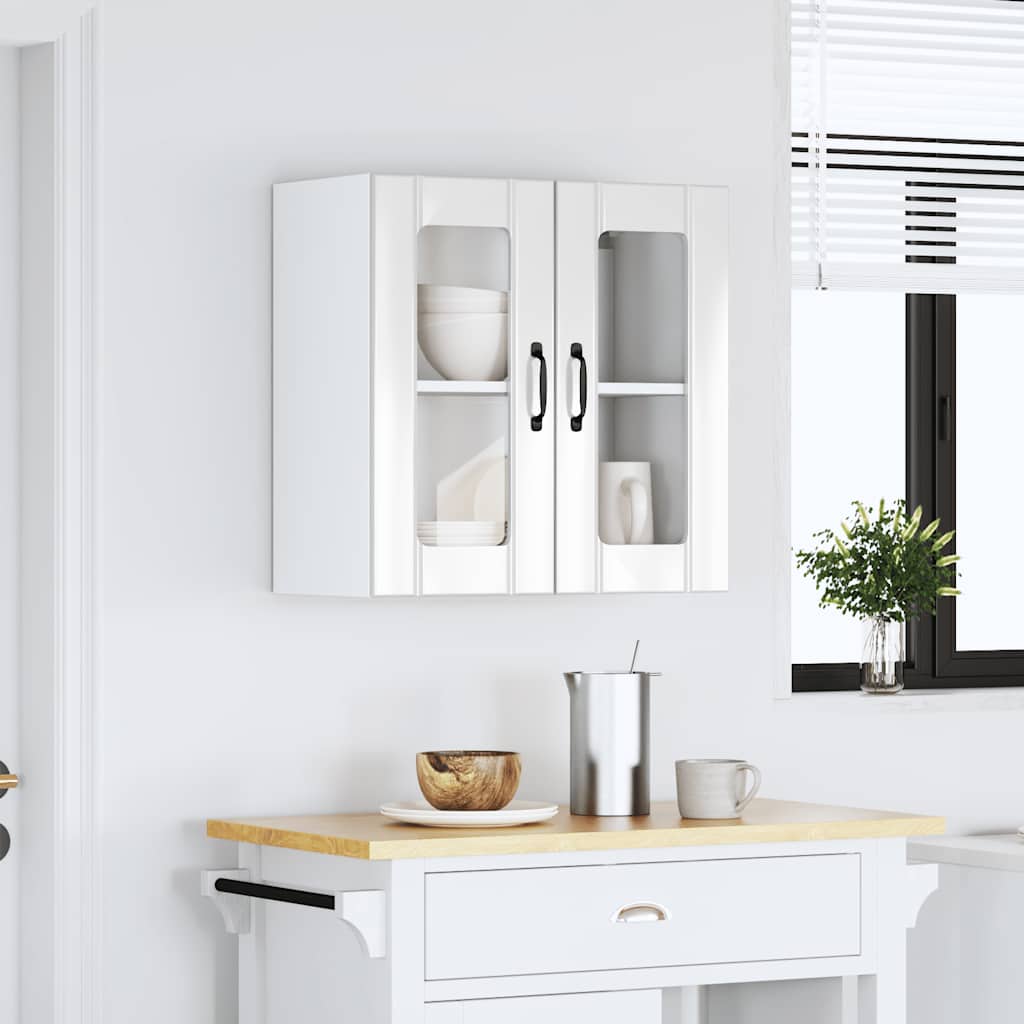 Pensile da Cucina con Porta in Vetro Lucca Bianco Lucido