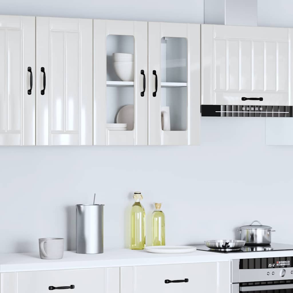 Pensile da Cucina con Porta in Vetro Lucca Bianco Lucido