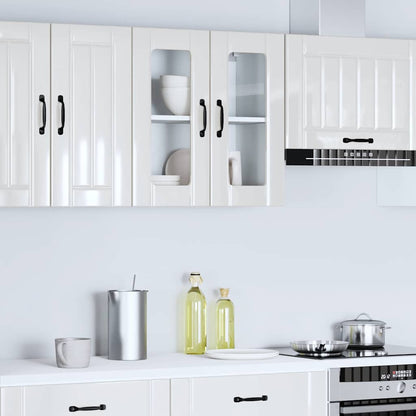 Pensile da Cucina con Porta in Vetro Lucca Bianco Lucido