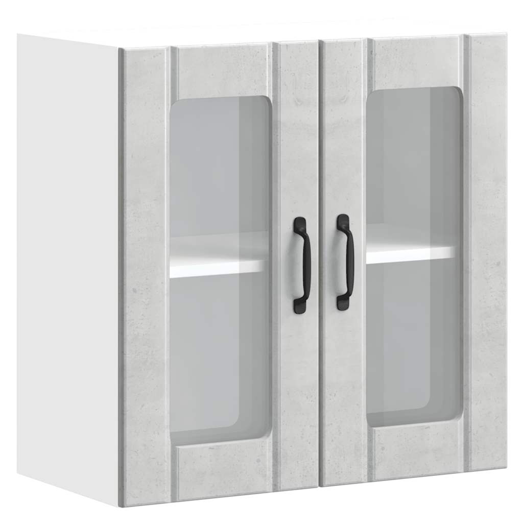 Pensile da Cucina con Porta in Vetro Lucca Grigio Cemento