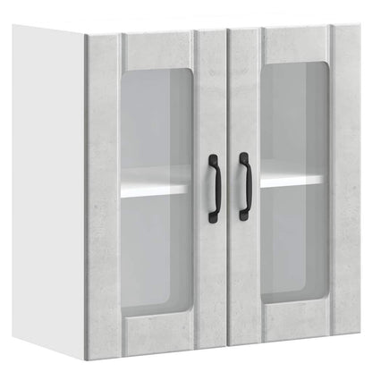 Pensile da Cucina con Porta in Vetro Lucca Grigio Cemento