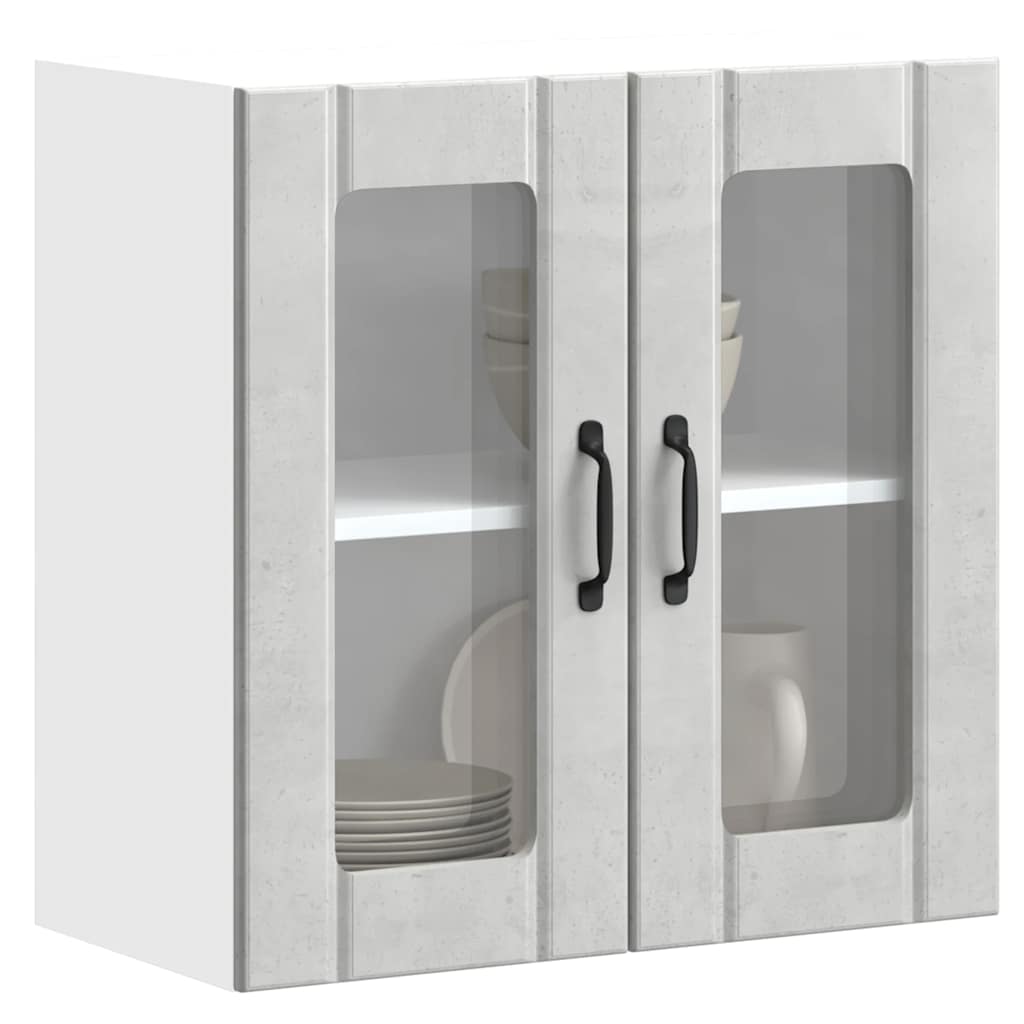 Pensile da Cucina con Porta in Vetro Lucca Grigio Cemento