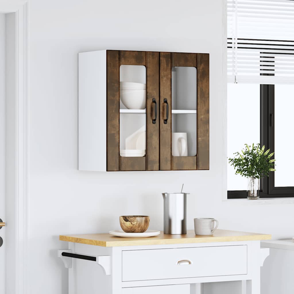 Pensile da Cucina con Porta in Vetro Lucca Rovere Fumo