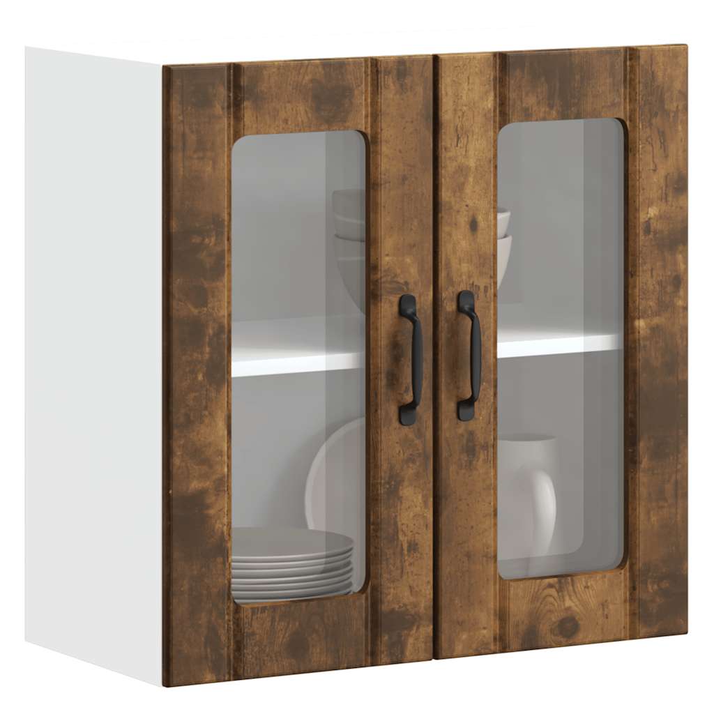 Pensile da Cucina con Porta in Vetro Lucca Rovere Fumo