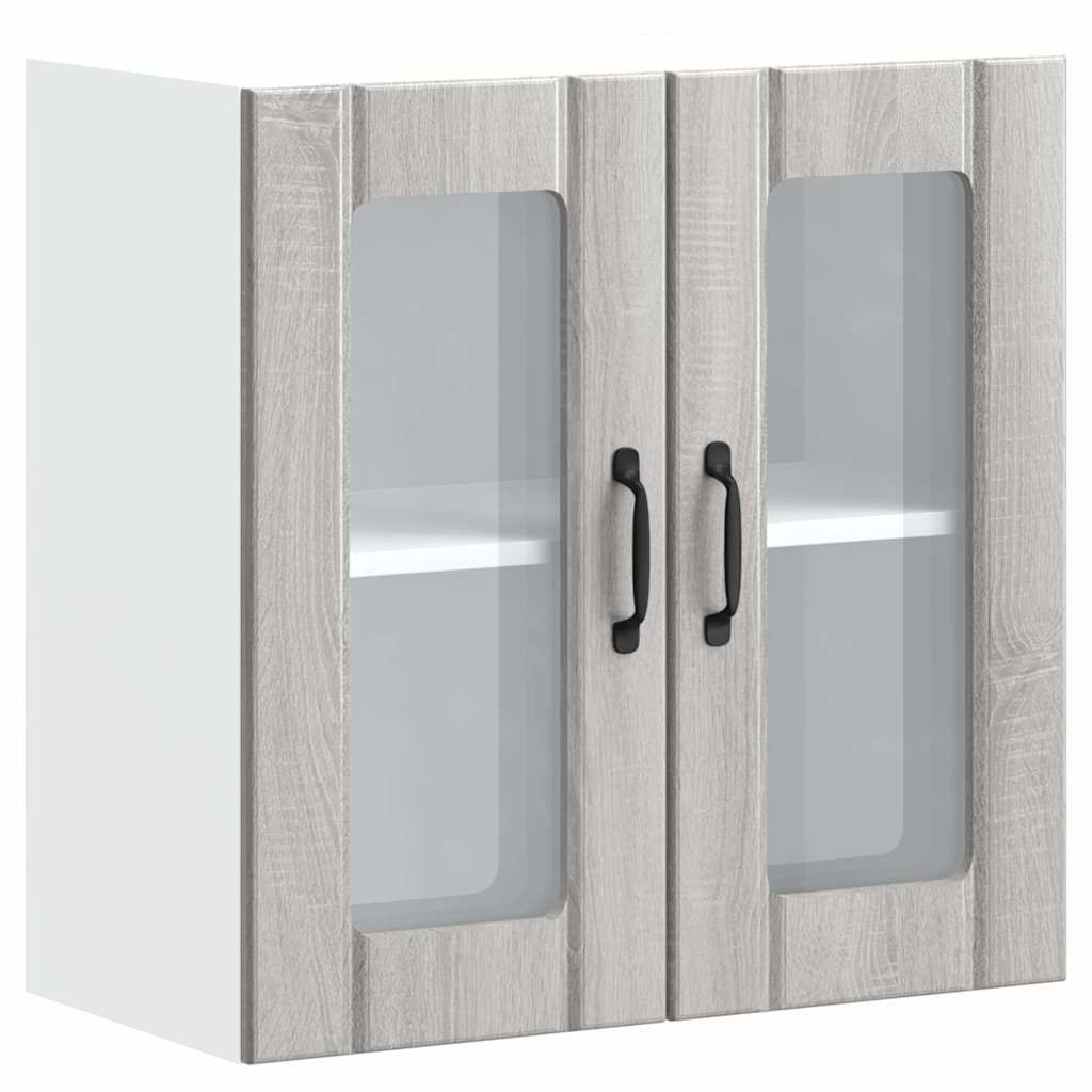 Pensile da Cucina con Porta in Vetro Lucca Grigio Sonoma