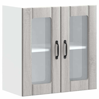 Pensile da Cucina con Porta in Vetro Lucca Grigio Sonoma