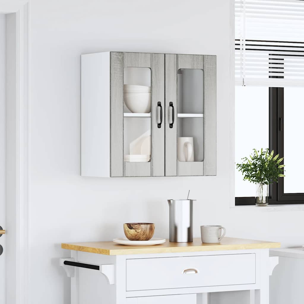 Pensile da Cucina con Porta in Vetro Lucca Grigio Sonoma