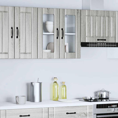 Pensile da Cucina con Porta in Vetro Lucca Grigio Sonoma