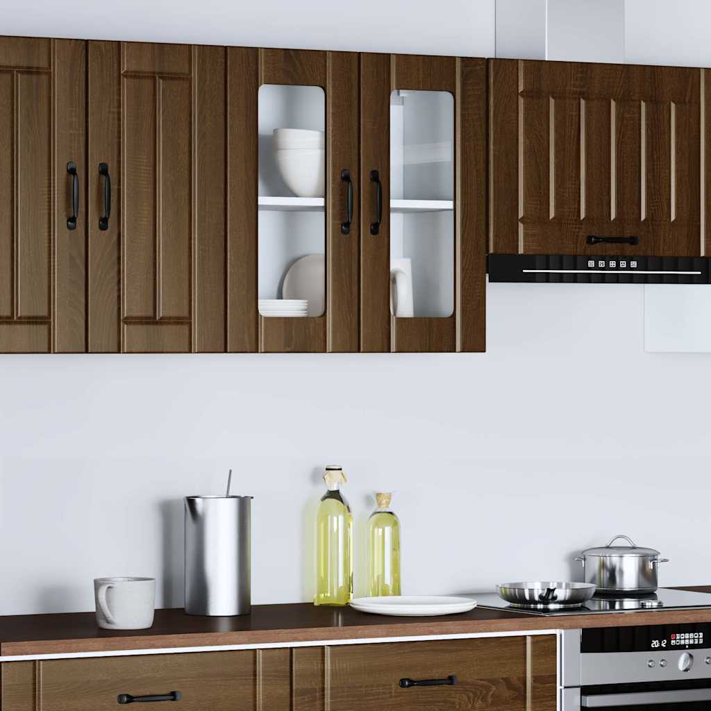Pensile da Cucina con Porta in Vetro Lucca Rovere Marrone