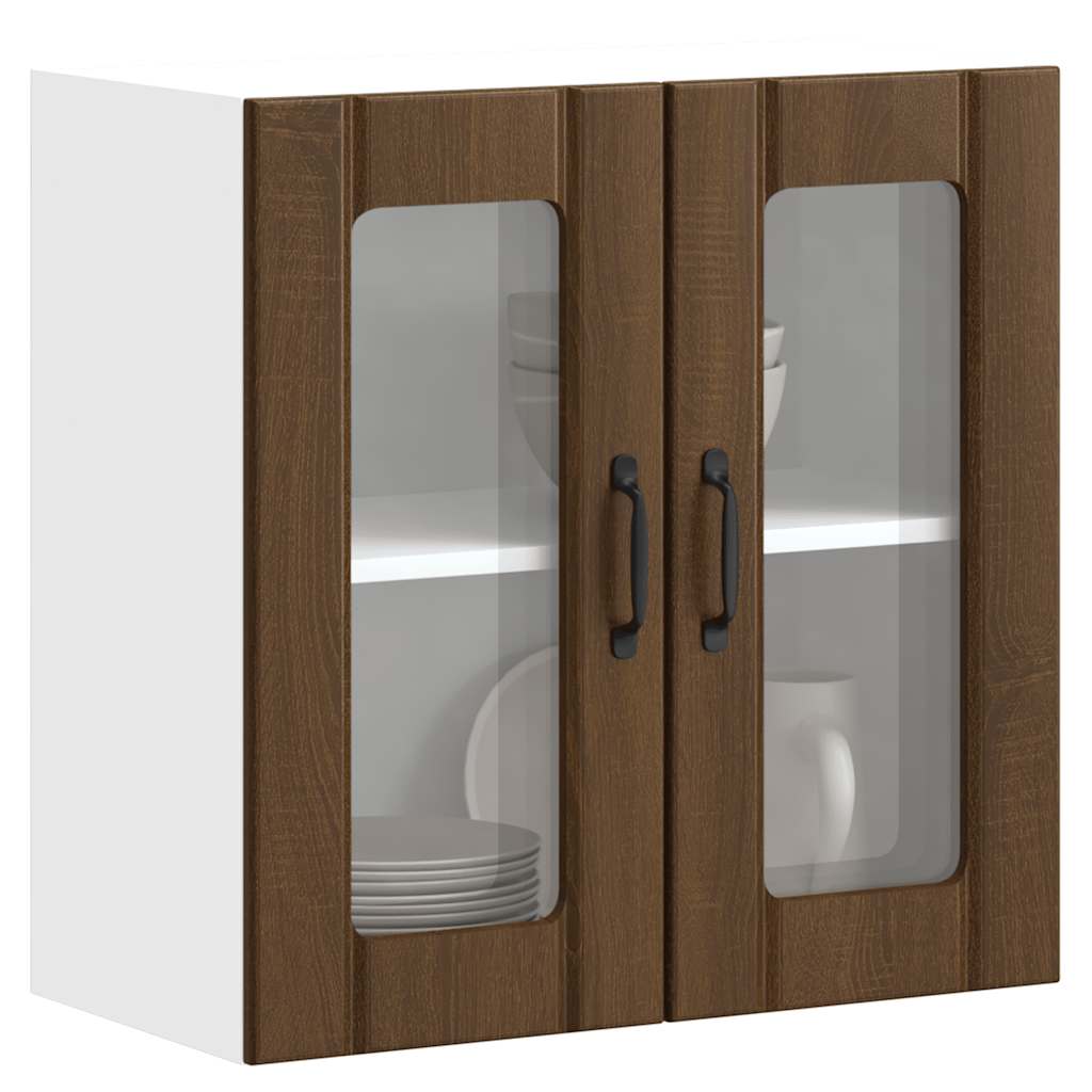 Pensile da Cucina con Porta in Vetro Lucca Rovere Marrone