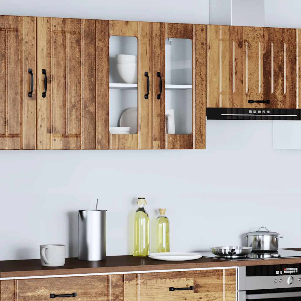 Pensile da Cucina con Porta in Vetro Lucca Legno Vecchio