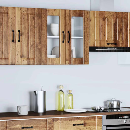 Pensile da Cucina con Porta in Vetro Lucca Legno Vecchio