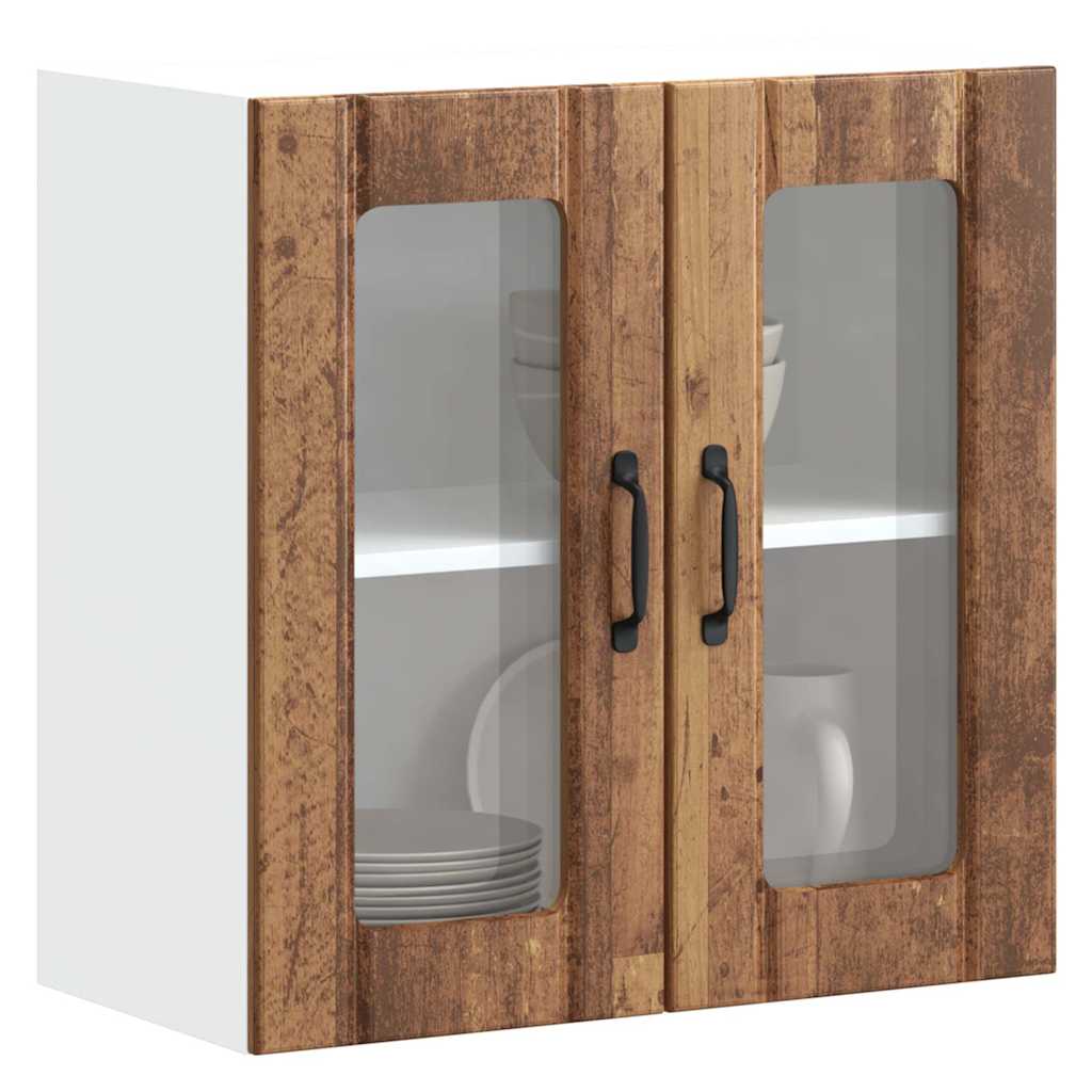 Pensile da Cucina con Porta in Vetro Lucca Legno Vecchio