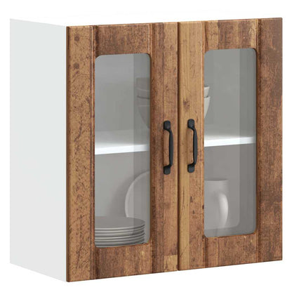 Pensile da Cucina con Porta in Vetro Lucca Legno Vecchio