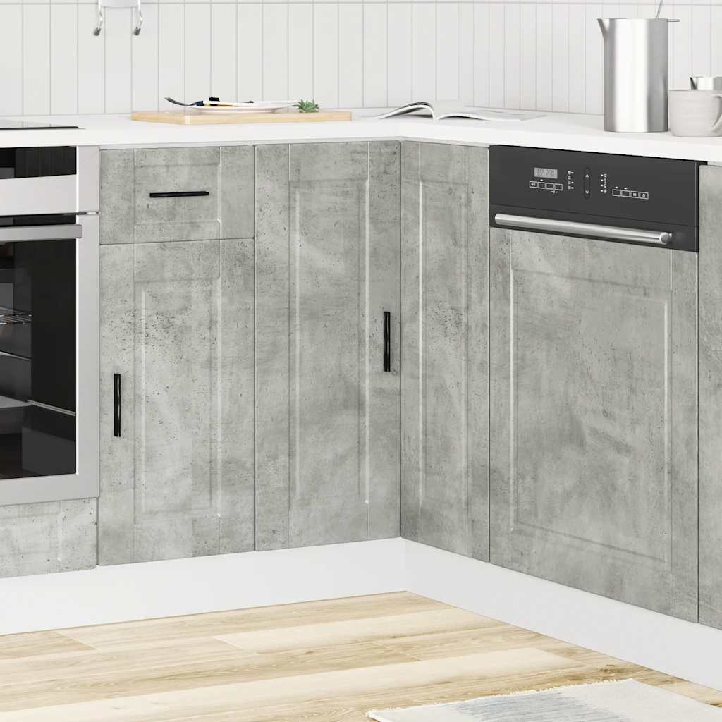 Base ad Angolo Cucina Porto Grigio Cemento in Legno Multistrato