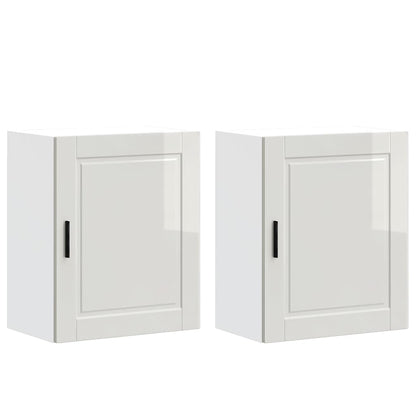 Pensili da Cucina 2 pz Porto Bianco Lucido in Legno Multistrato