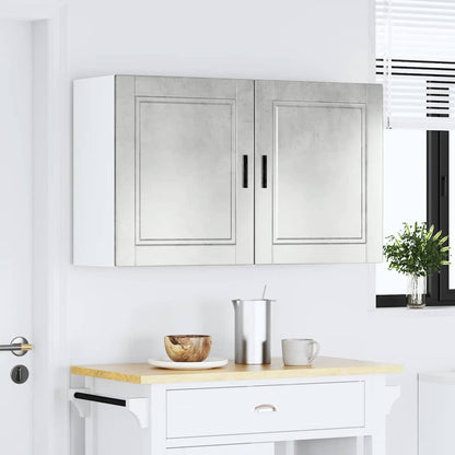 Pensili da Cucina 2 pz Porto Grigio Cemento Legno Multistrato