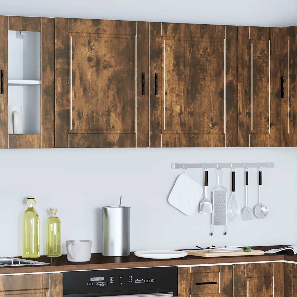 Pensili da Cucina 2 pz Porto Rovere Fumo in Legno Multistrato
