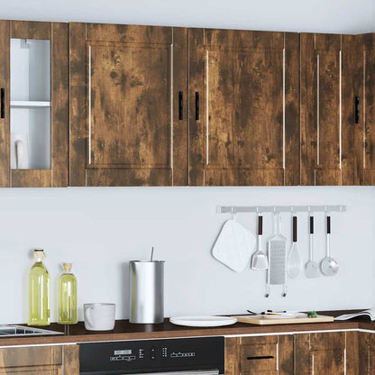 Pensili da Cucina 2 pz Porto Rovere Fumo in Legno Multistrato