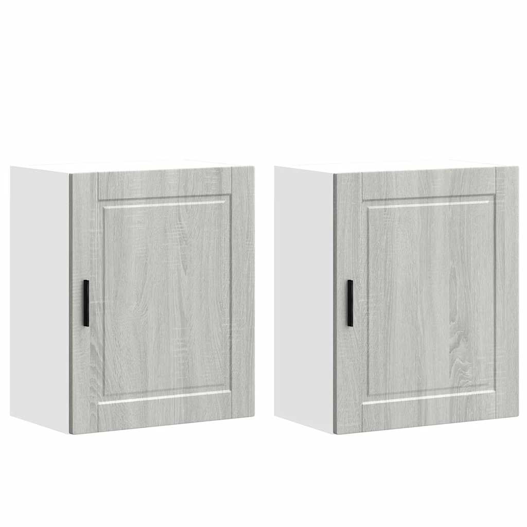 Pensili da Cucina 2 pz Porto Grigio Sonoma in Legno Multistrato
