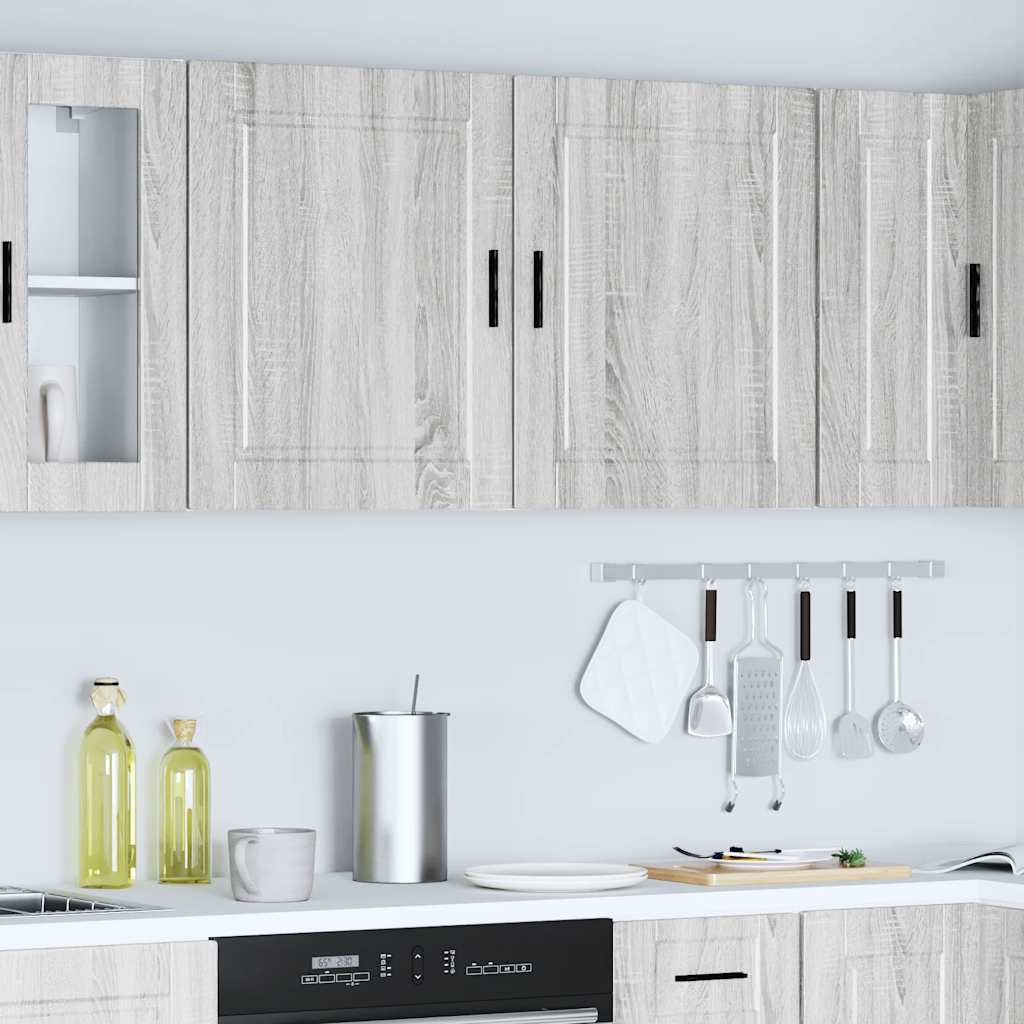Pensili da Cucina 2 pz Porto Grigio Sonoma in Legno Multistrato