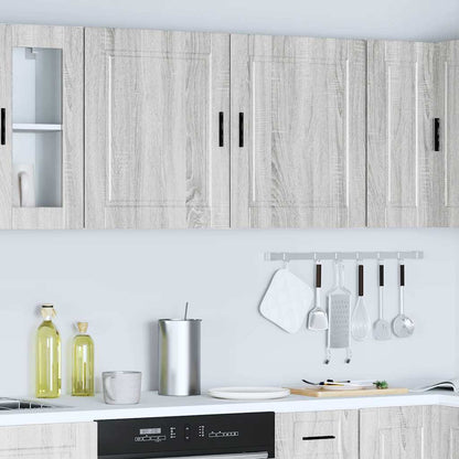 Pensili da Cucina 2 pz Porto Grigio Sonoma in Legno Multistrato