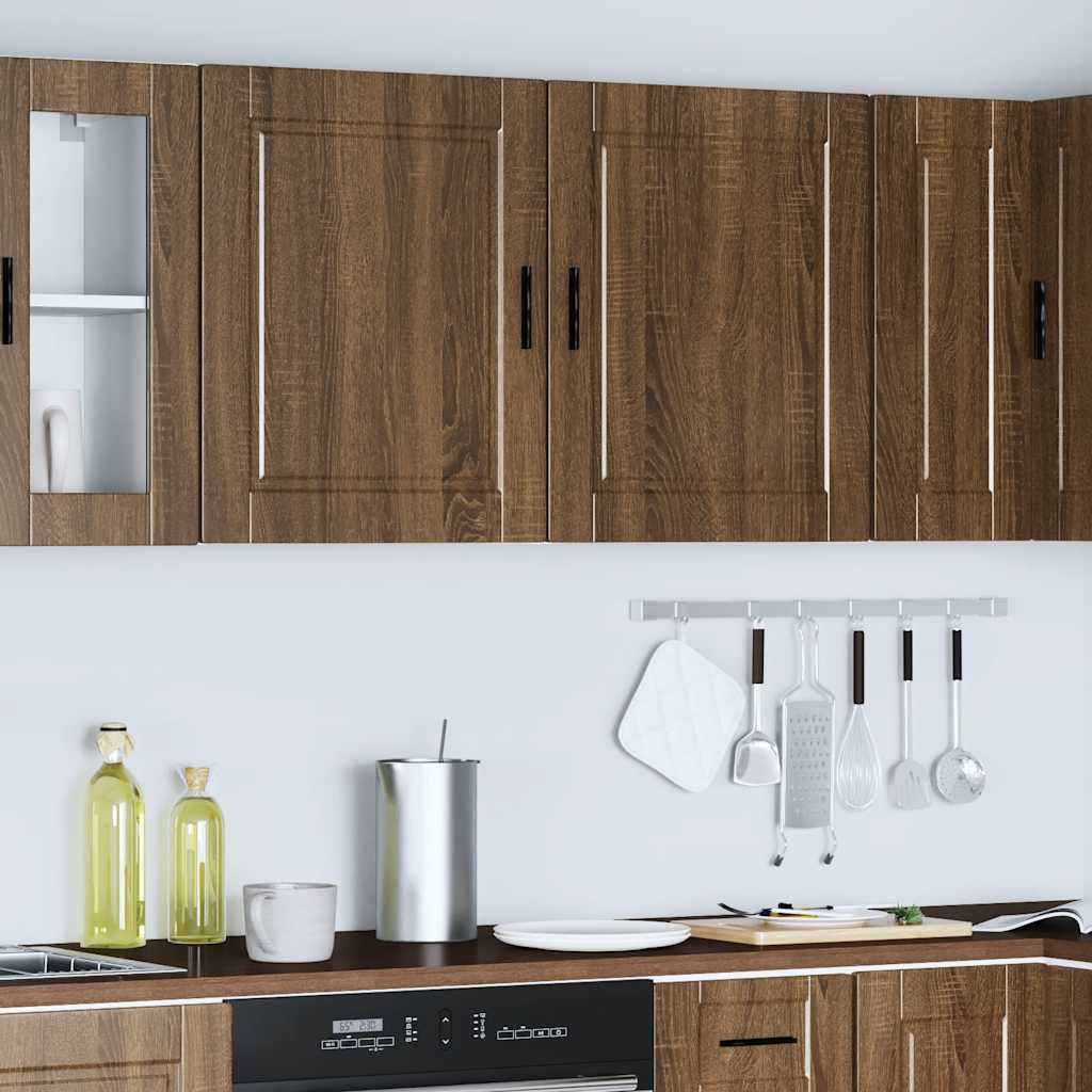 Pensili da Cucina 2 pz Porto Rovere Marrone Legno Multistrato
