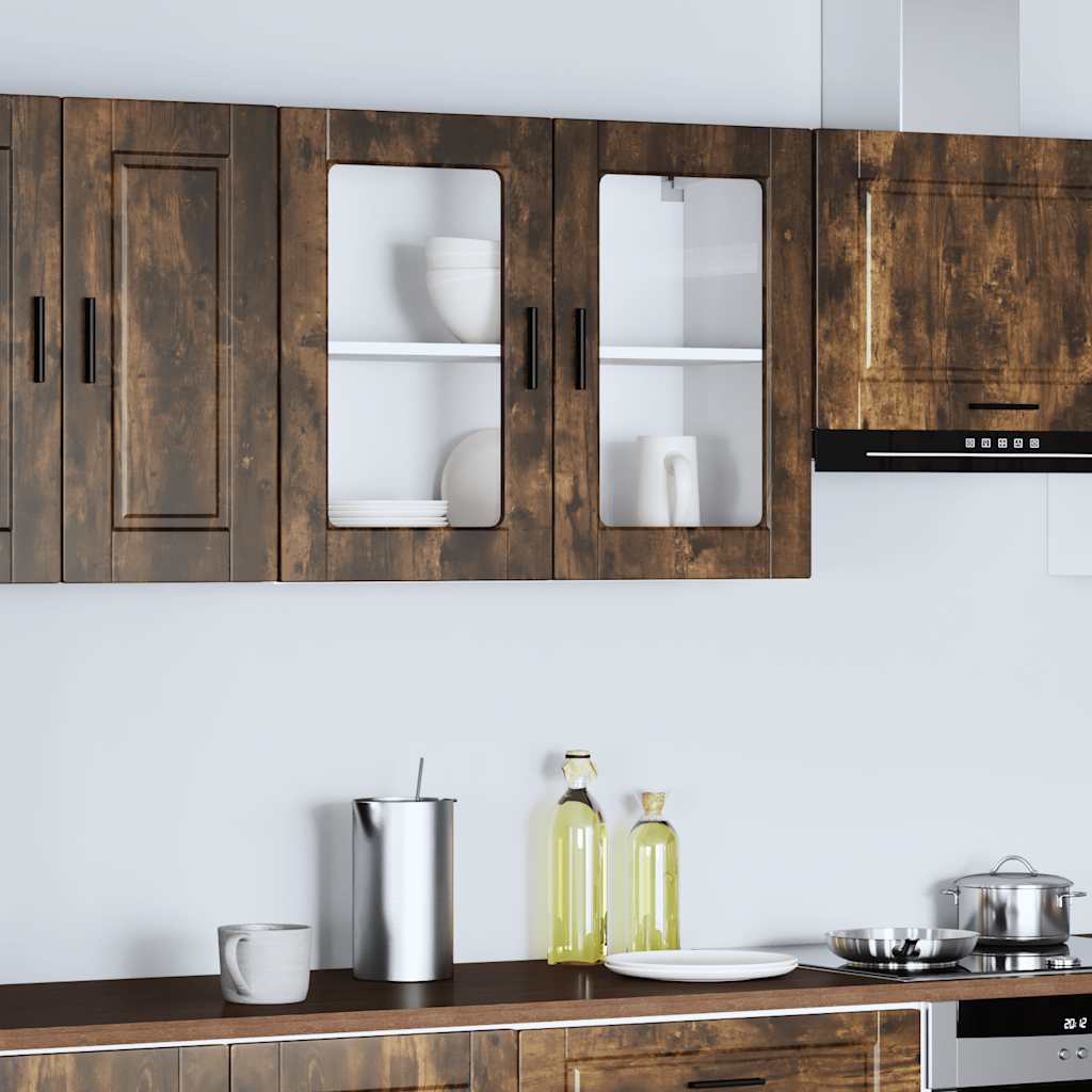 Pensile da Cucina con Porta in Vetro Porto Rovere Fumo
