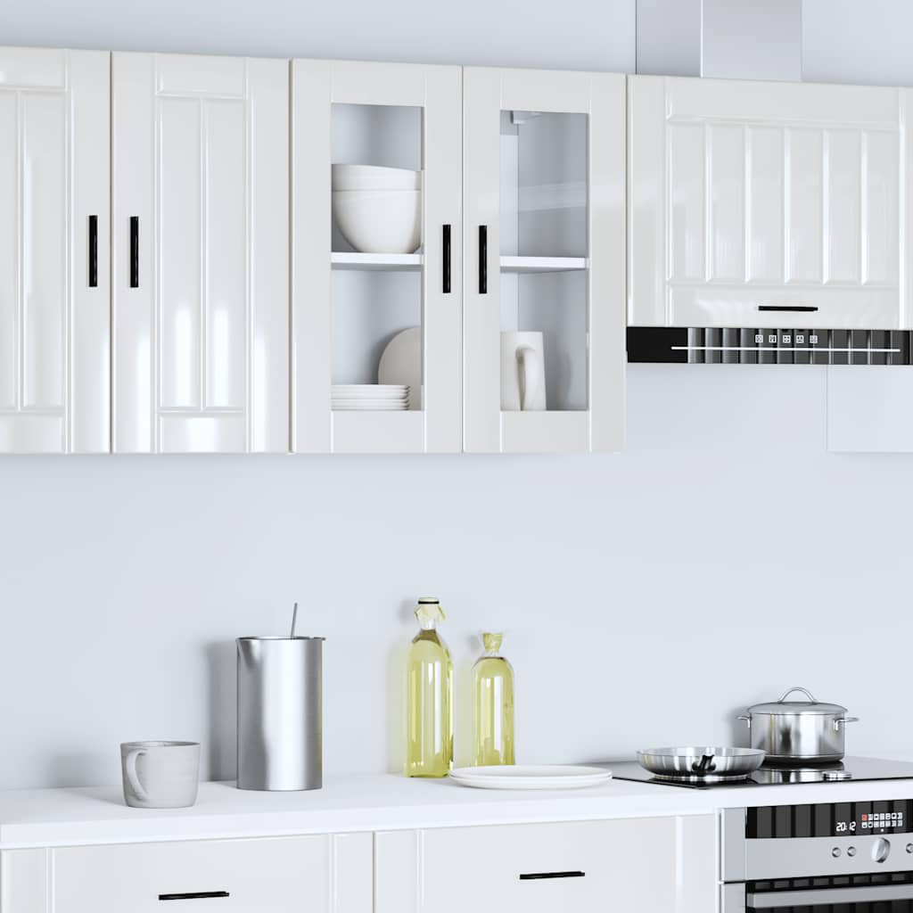 Pensile da Cucina con Porta in Vetro Porto Bianco Lucido