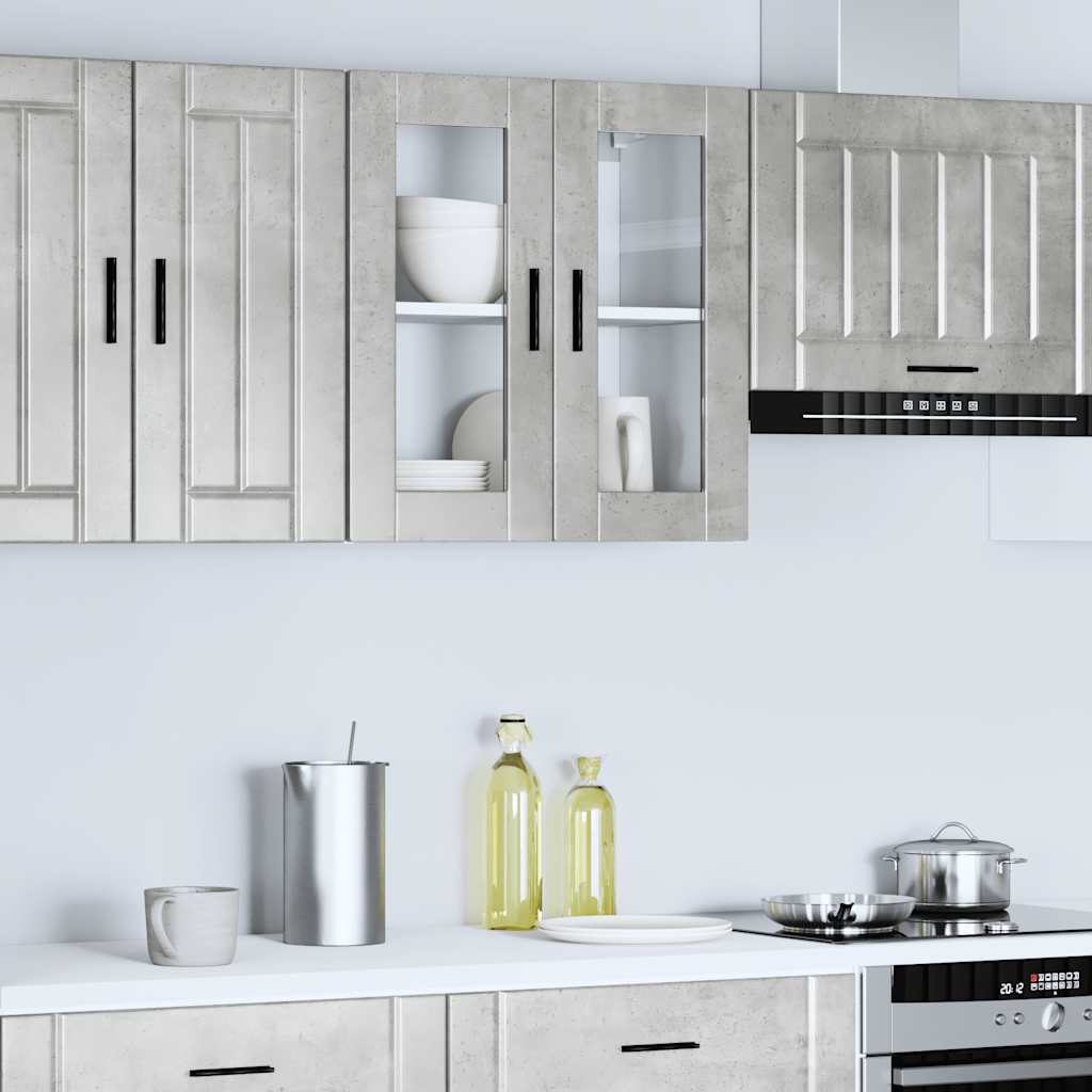Pensile da Cucina con Porta in Vetro Porto Grigio Cemento