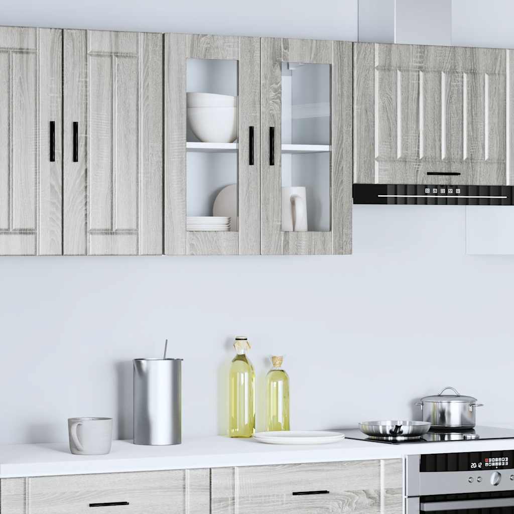 Pensile da Cucina con Porta in Vetro Porto Grigio Sonoma