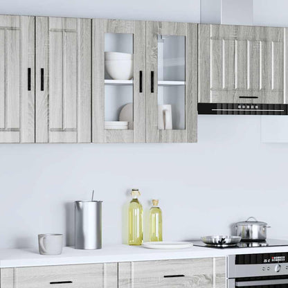 Pensile da Cucina con Porta in Vetro Porto Grigio Sonoma
