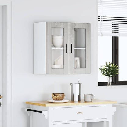Pensile da Cucina con Porta in Vetro Porto Grigio Sonoma