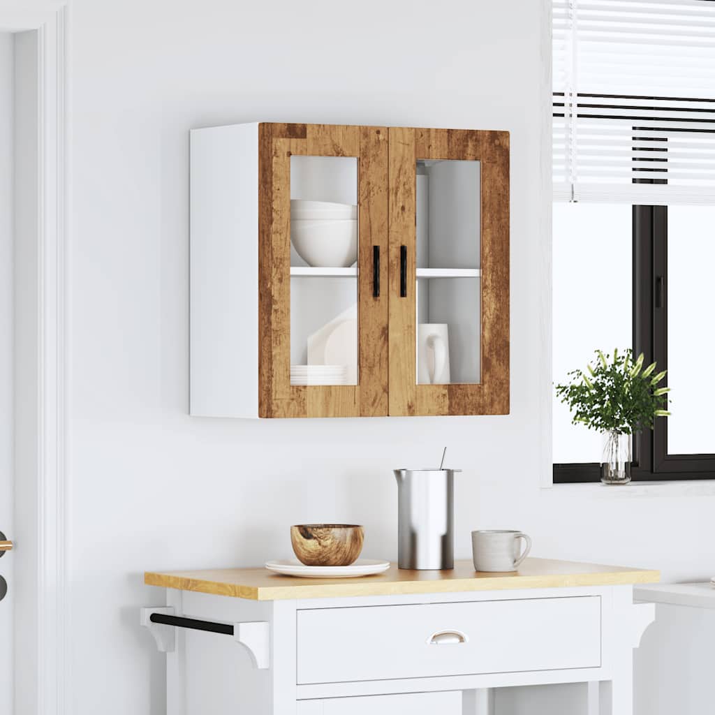Pensile da Cucina con Porta in Vetro Porto Legno Vecchio