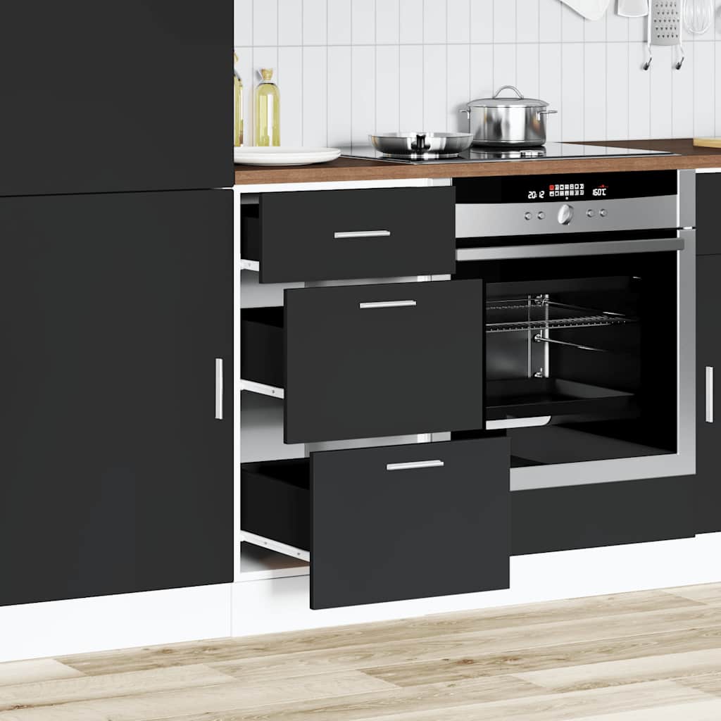 Armadio Inferiore Nero 40x46x81,5 cm in Legno Multistrato